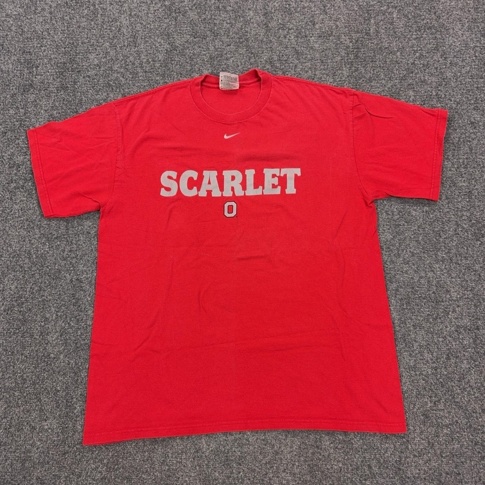 VTG Ohio State Buckeyes Shirt Mens Large Red NCAA Football Nike Scarlet Gray Tee